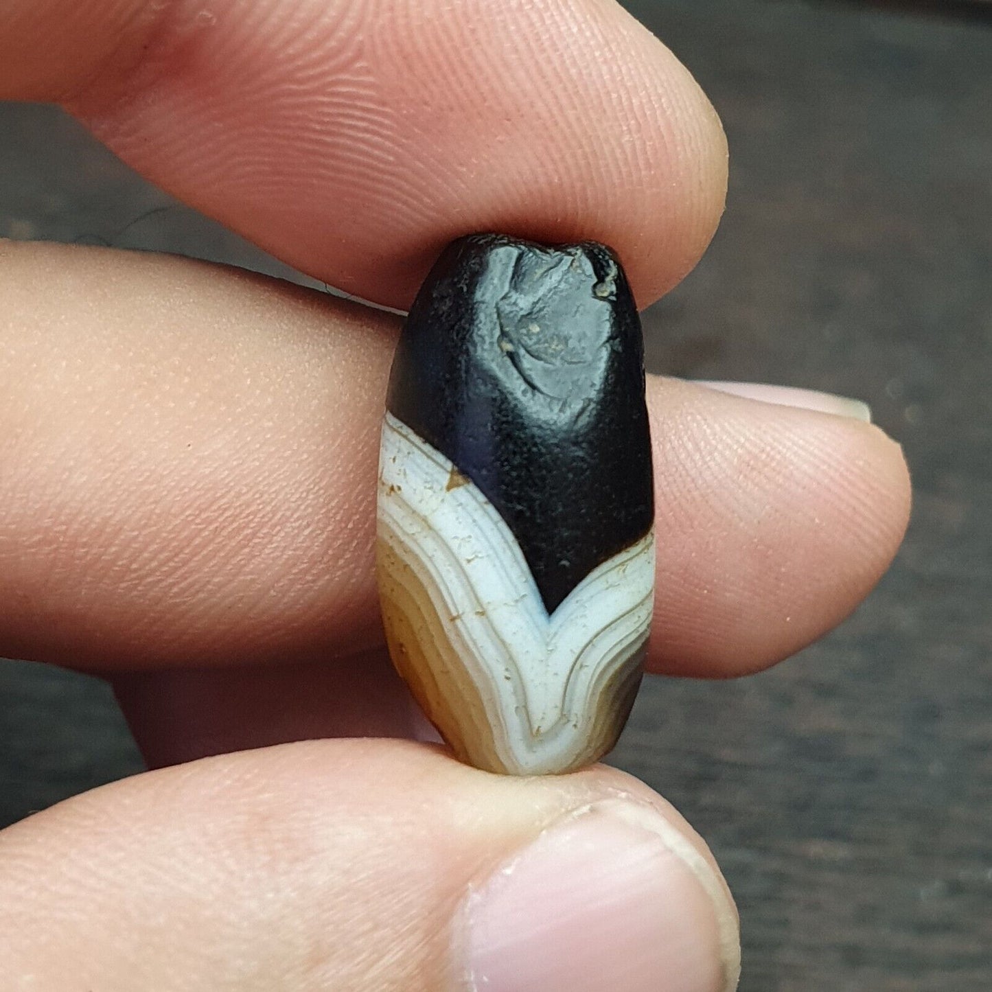 Lot 3 alte seltene Himalaya-Indo-Achatperlen, 2000+ Jahre alt
