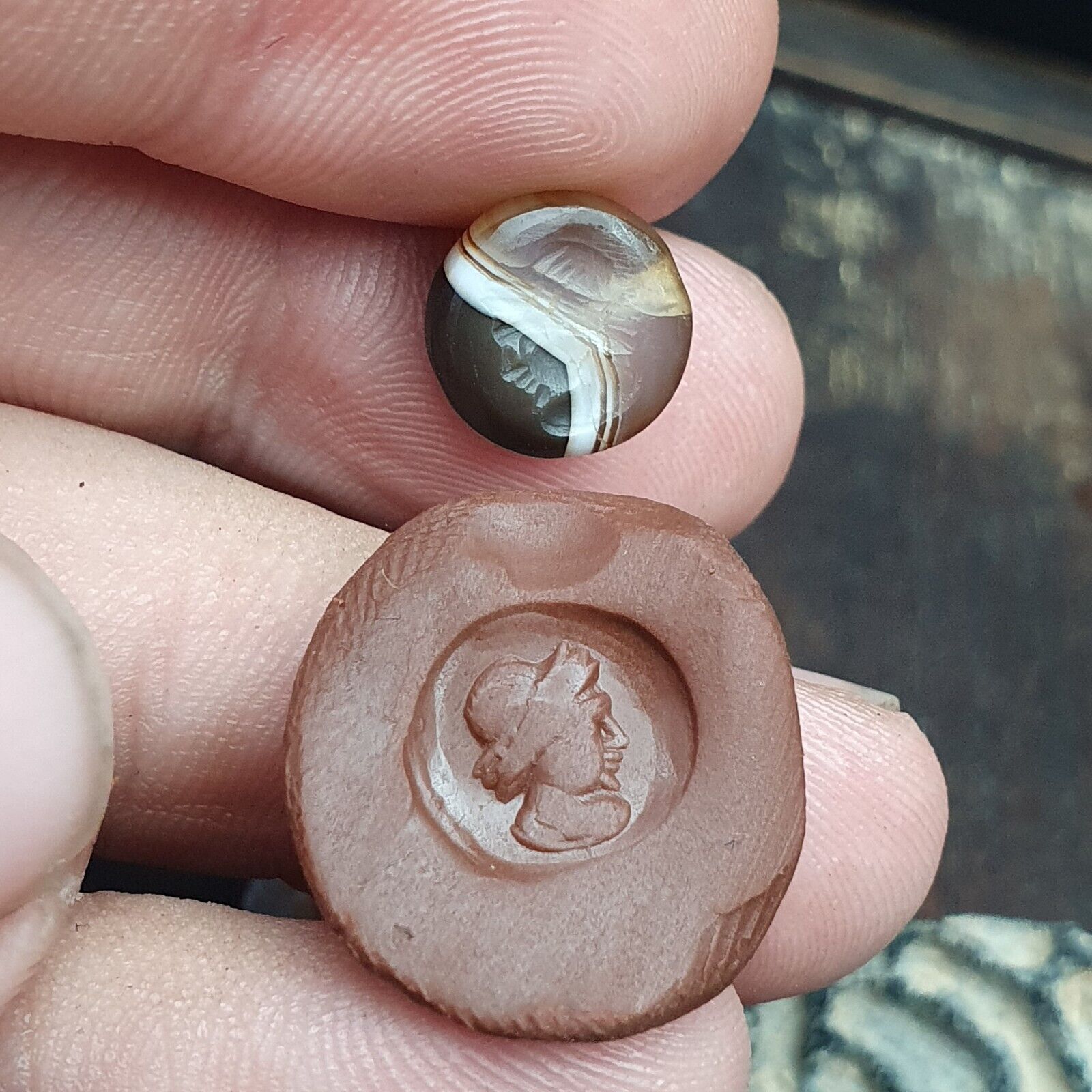 Lot 4 Old Seal Stamp Engraved Stone Bead Ancient Achaemenid Babylon Sasanian