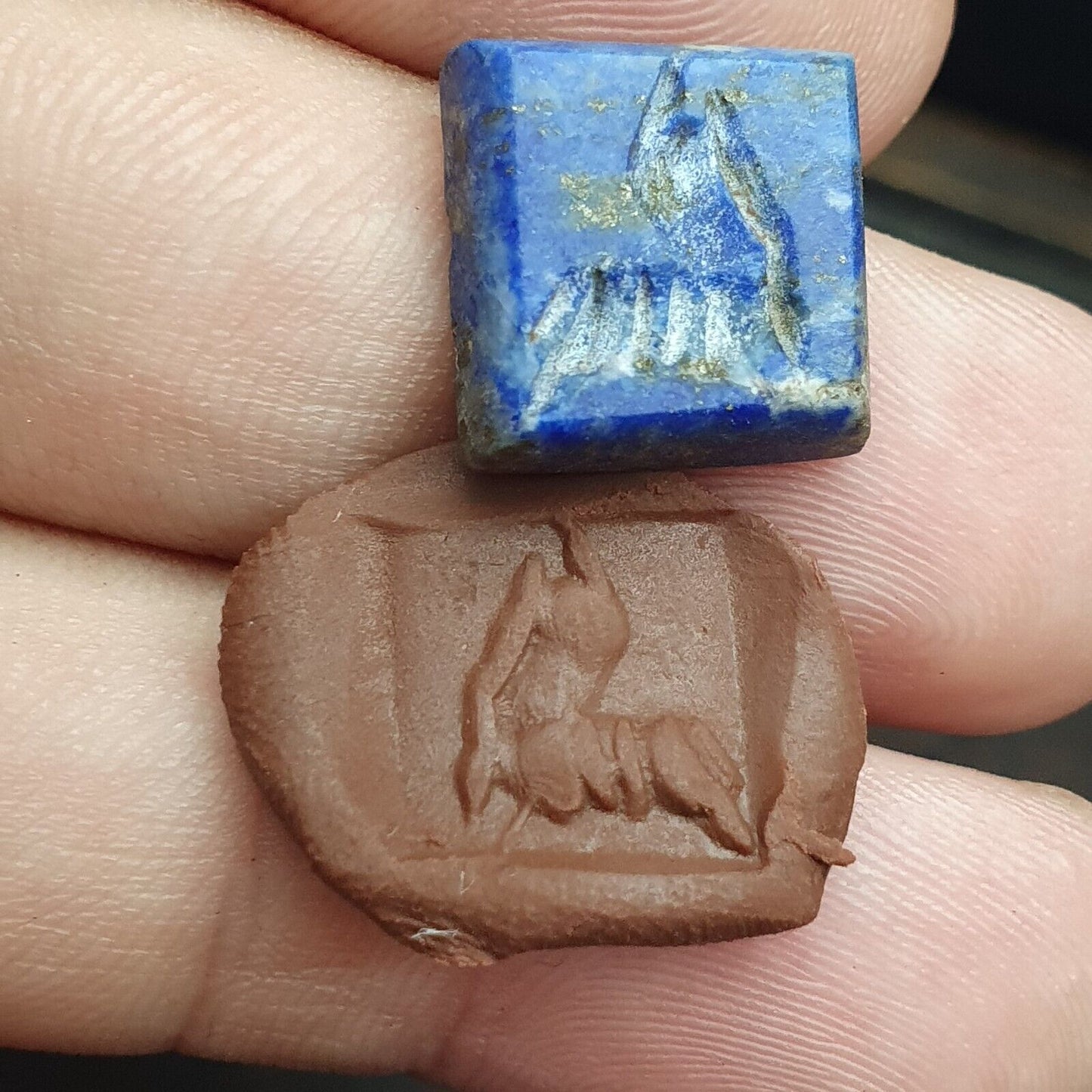 Lot 4 Alter Siegelstempel mit gravierter Steinperle, antikes achämenidisches Babylon, Sasanian