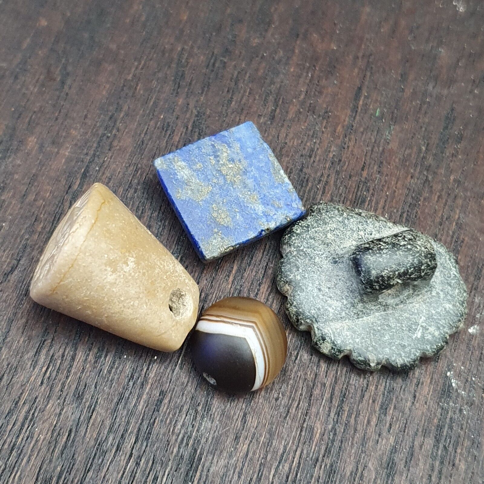 Lot 4 Old Seal Stamp Engraved Stone Bead Ancient Achaemenid Babylon Sasanian