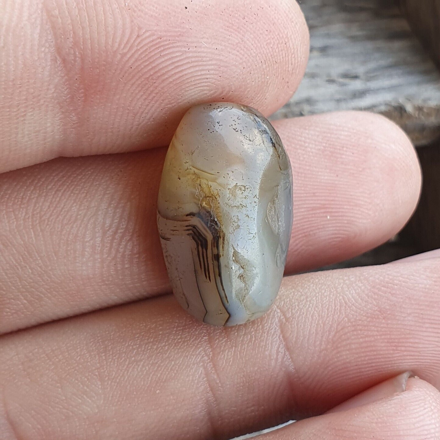 來自巴基斯坦的古代呼羅珊古董眼瑪瑙石珠護身符