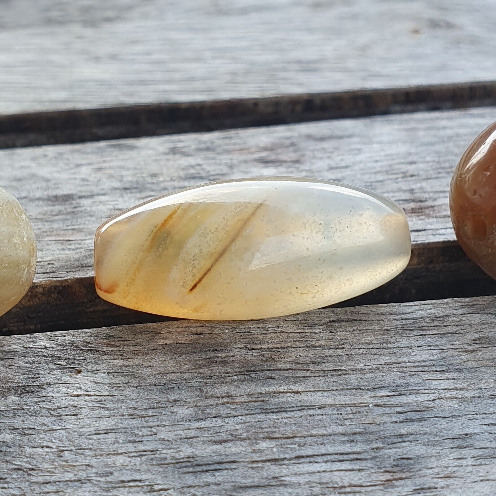 Lot of 3 Antique Ancient INDO Tibetan Himalayan Eye Agate stone Bead Amulet  #19