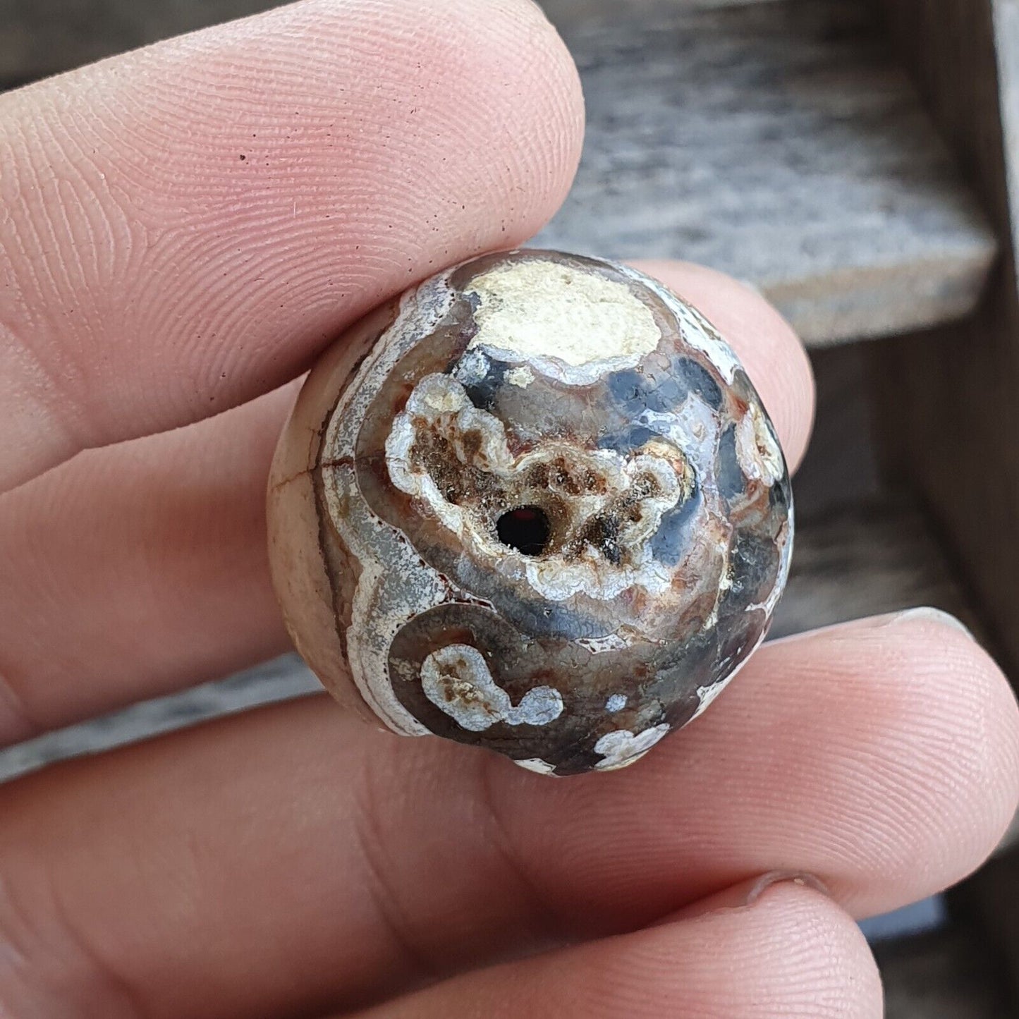 Antikes Khorasan Antik Auge Achat Stein Perlenamulett #10
