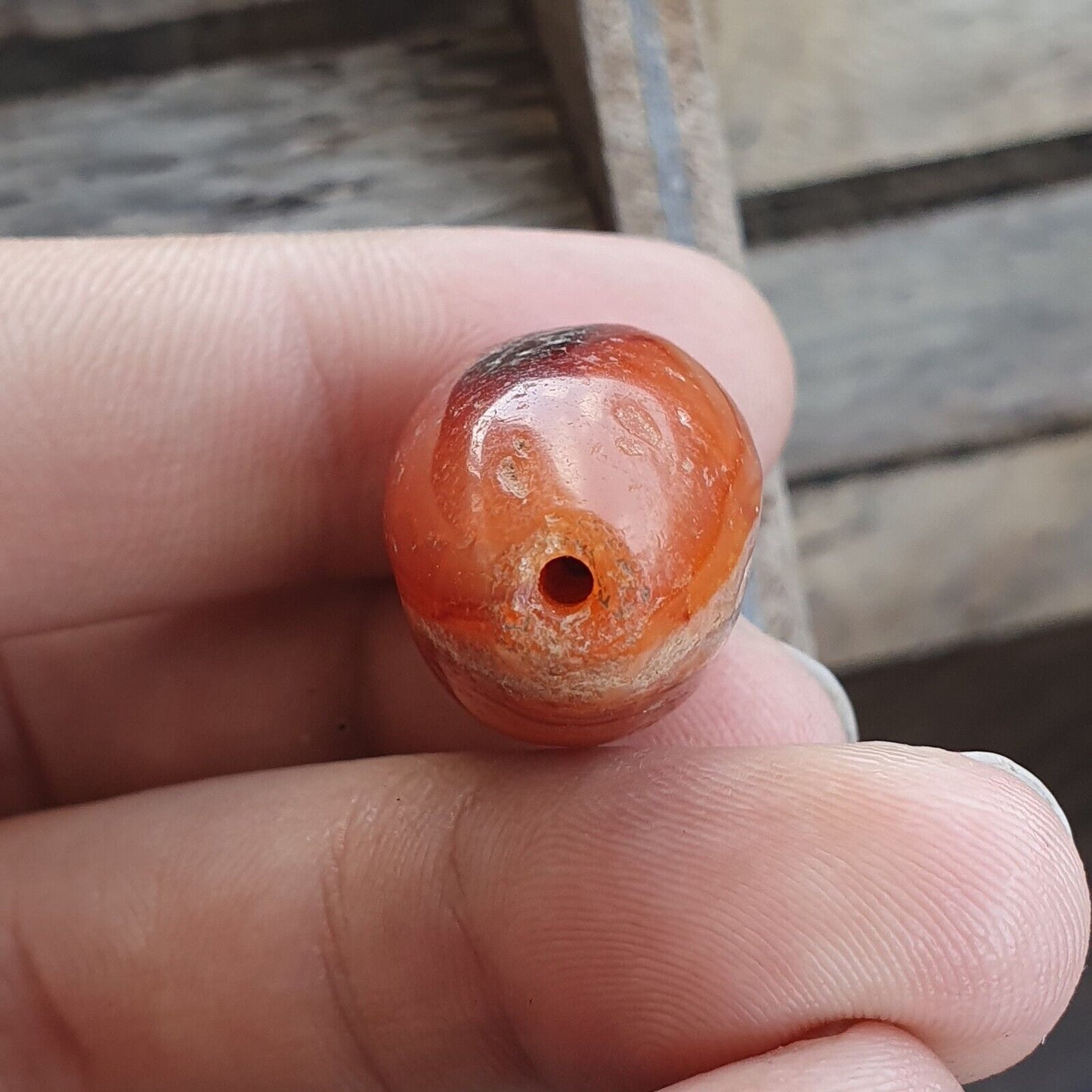 Antiker roter Achat, antikes Augen-Achat-Stein, Perlenamulett Nr. 11