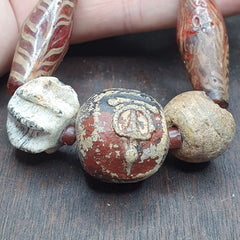 Ancient Antique Feather Glass beads MALA Old glass beads Necklace