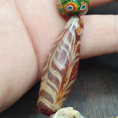 Ancient Antique Feather Glass beads MALA Old glass beads Necklace