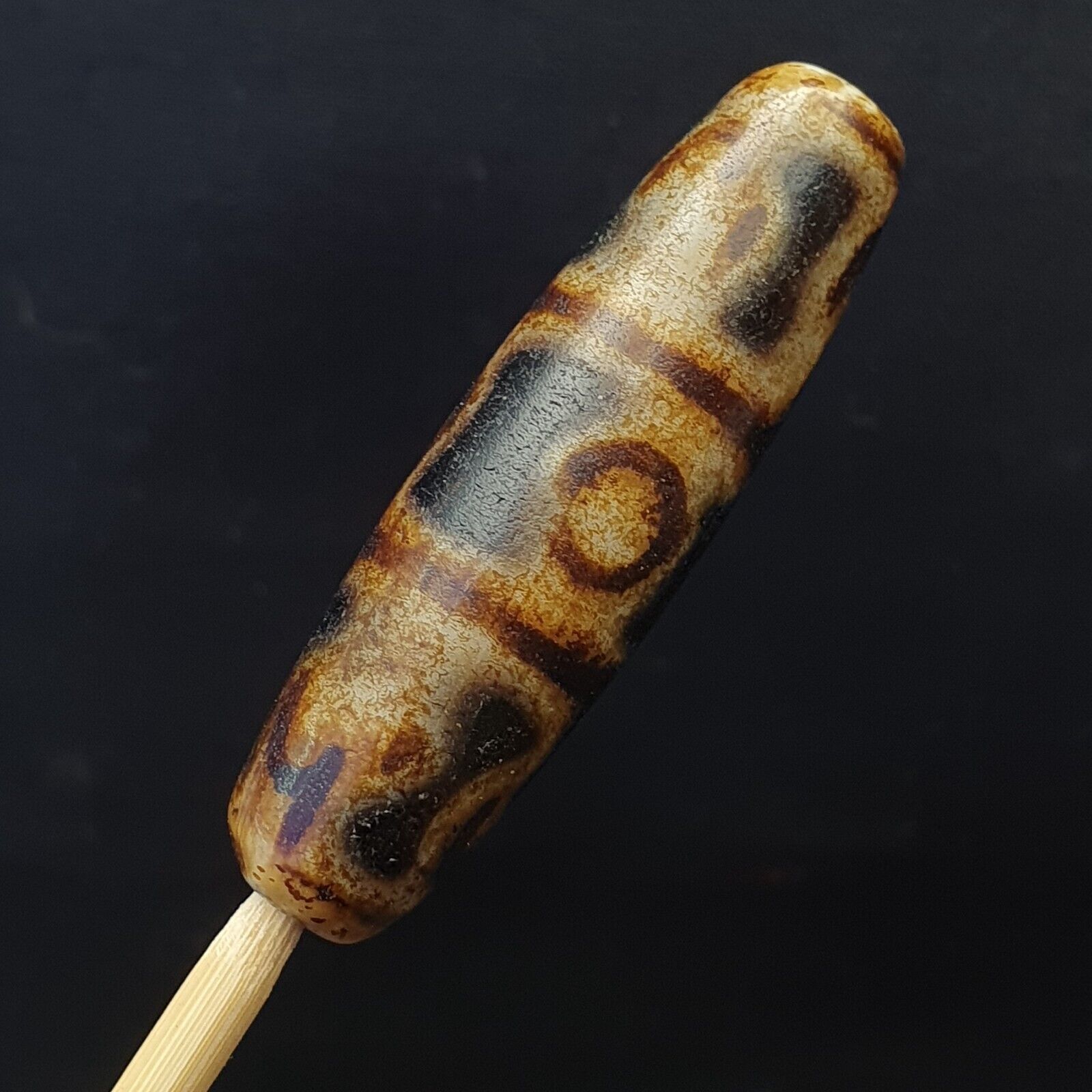 Vintage OLD Himalayan Indo Tibetan rare EYE Patterns eyes Dzi Amulet Beads