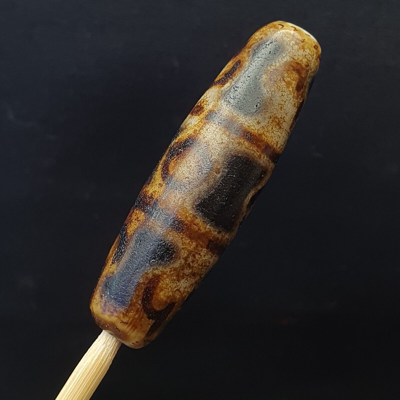 Vintage OLD Himalayan Indo Tibetan rare EYE Patterns eyes Dzi Amulet Beads