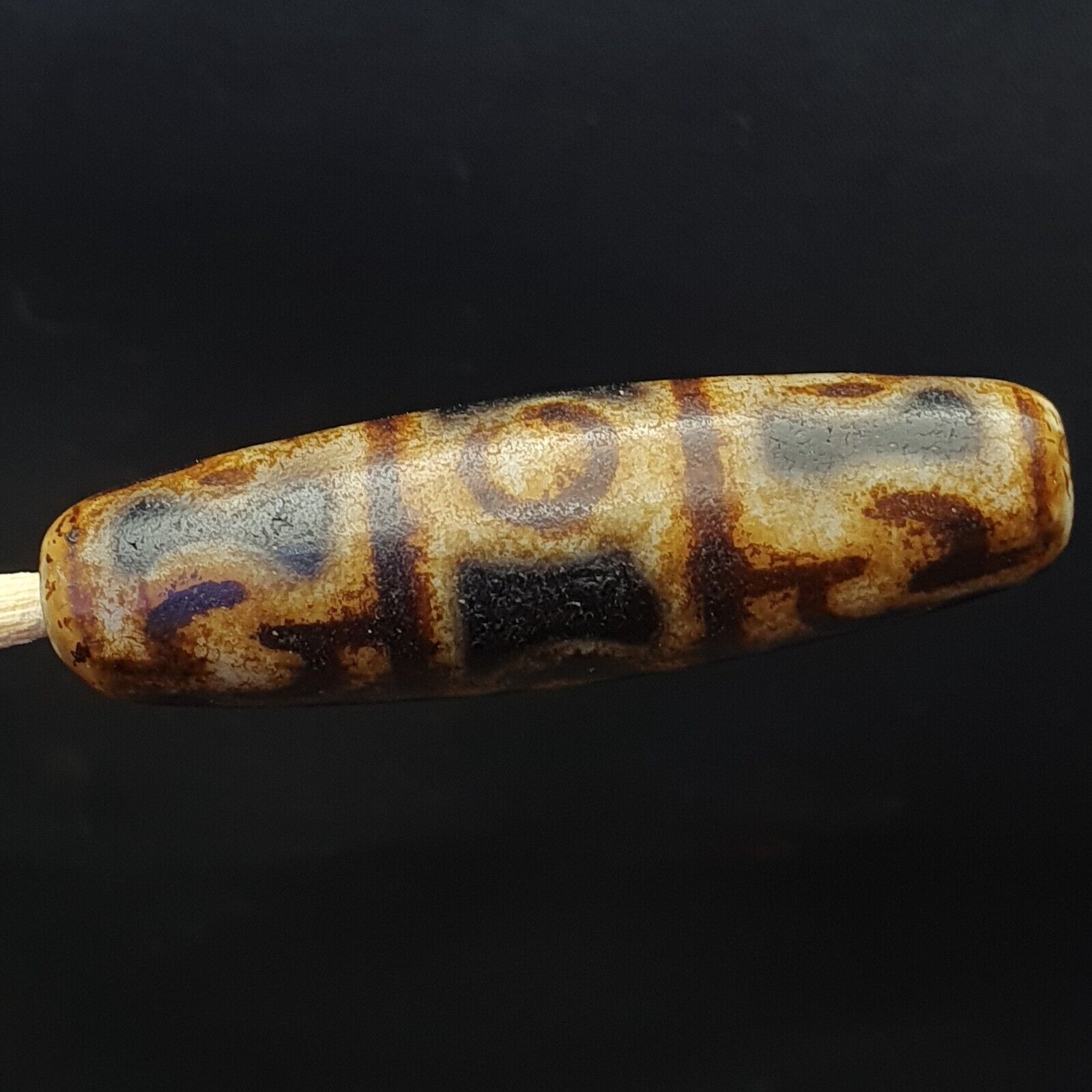 Vintage OLD Himalayan Indo Tibetan rare EYE Patterns eyes Dzi Amulet Beads