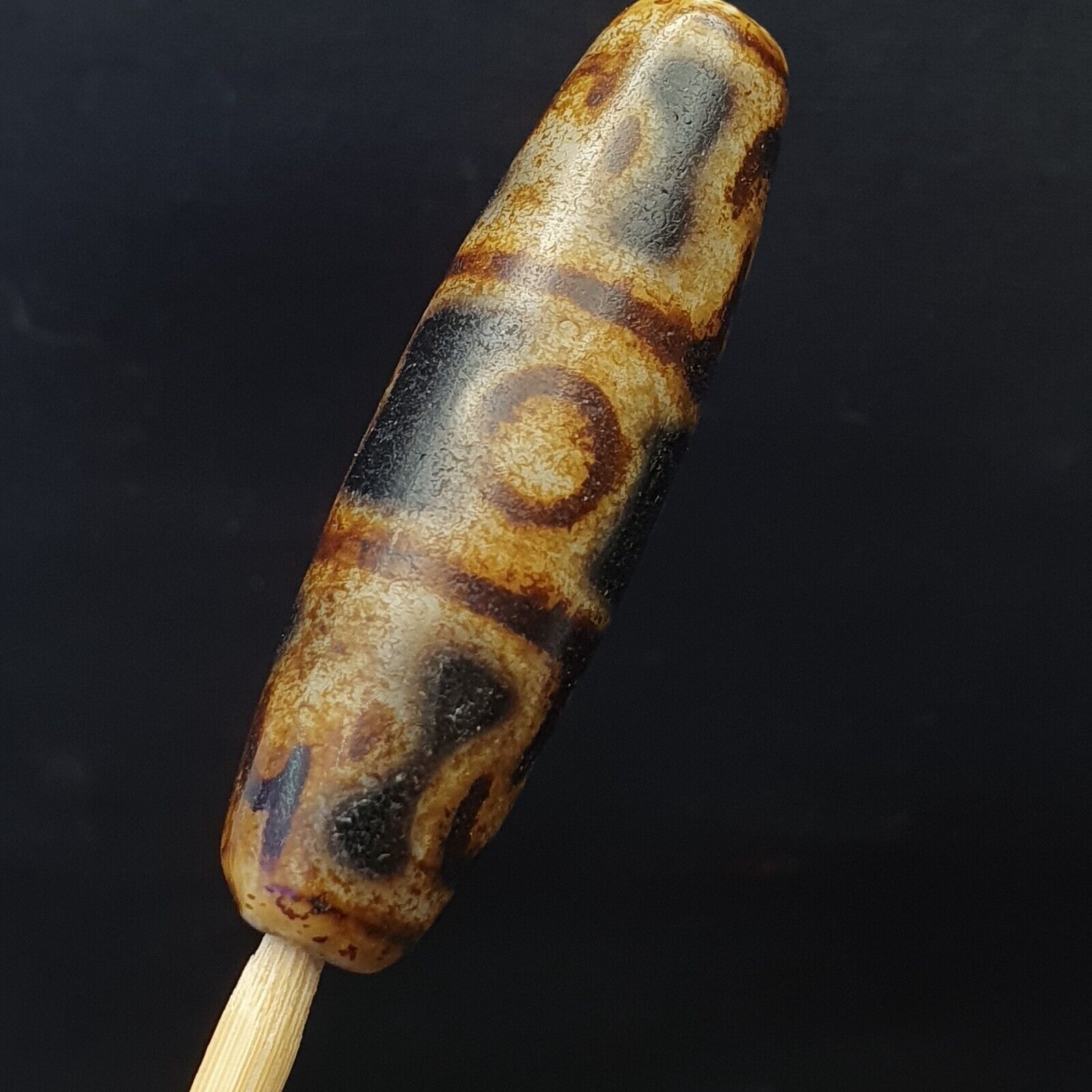 Vintage OLD Himalayan Indo Tibetan rare EYE Patterns eyes Dzi Amulet Beads