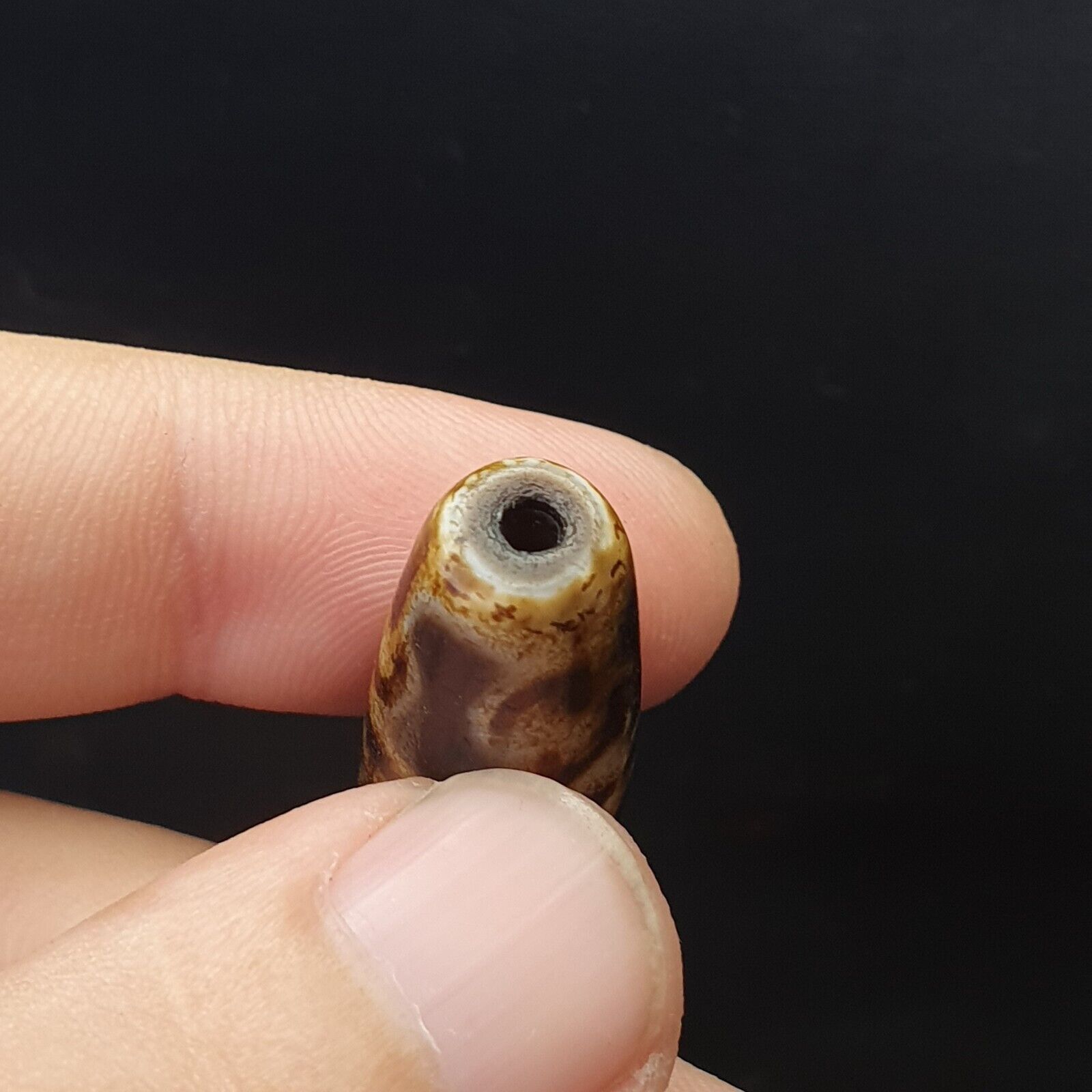 Vintage OLD Himalayan Indo Tibetan rare EYE Patterns eyes Dzi Amulet Beads