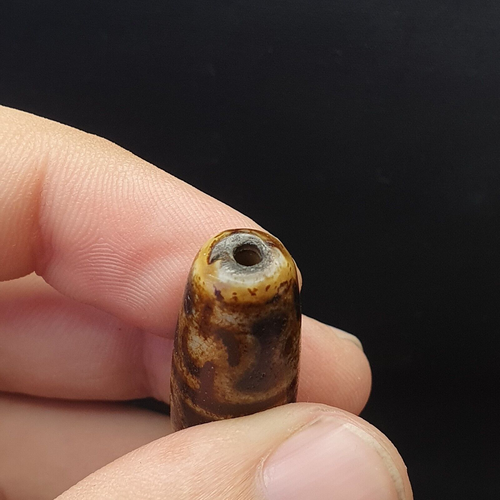 Vintage OLD Himalayan Indo Tibetan rare EYE Patterns eyes Dzi Amulet Beads