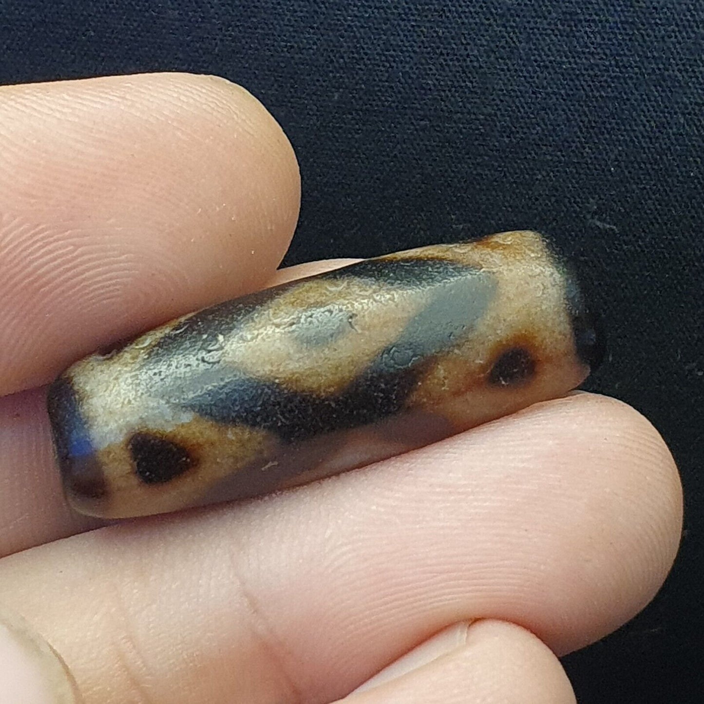 老式舊喜馬拉雅印度西藏罕見窗戶圖案眼睛天珠護身符珠