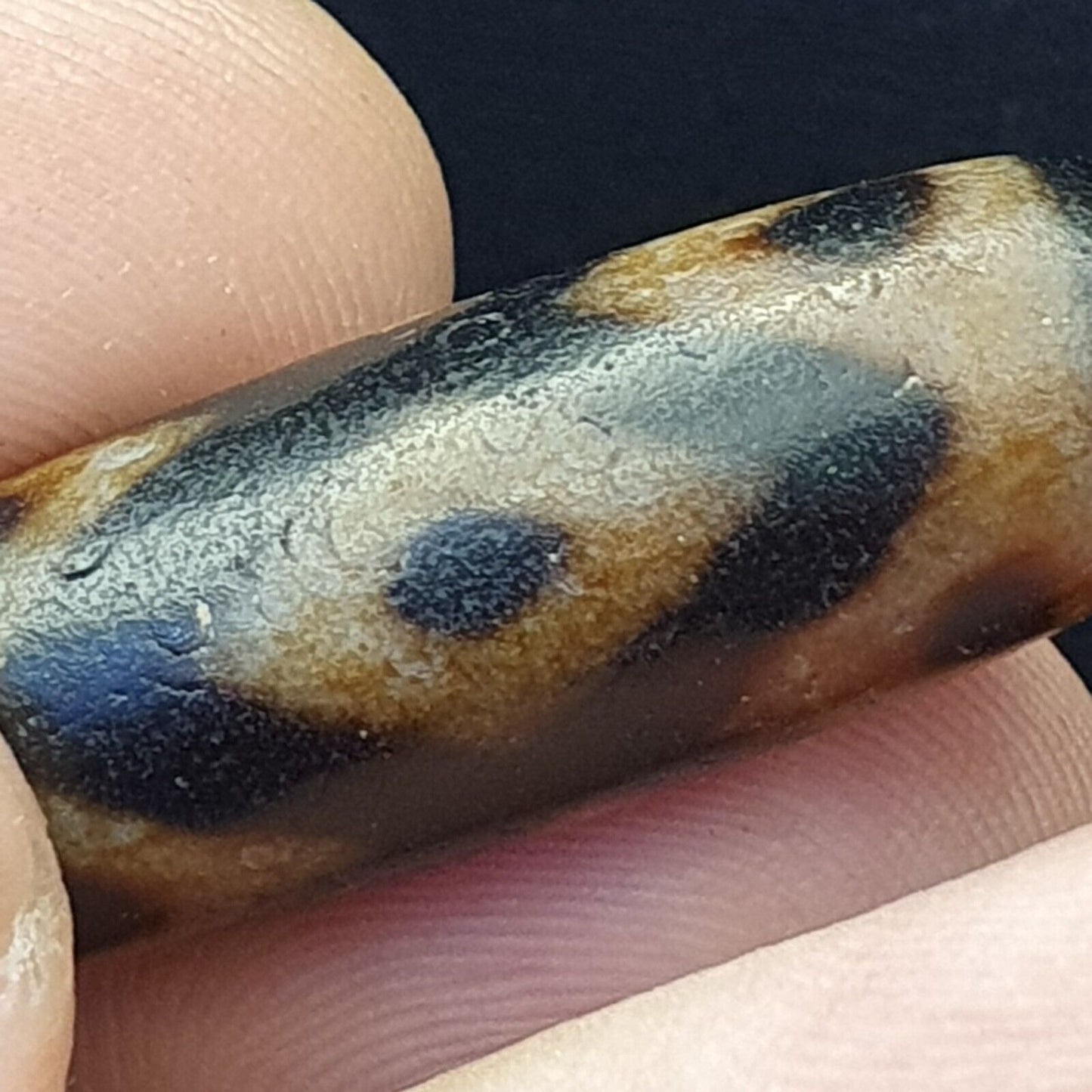 老式舊喜馬拉雅印度西藏罕見窗戶圖案眼睛天珠護身符珠