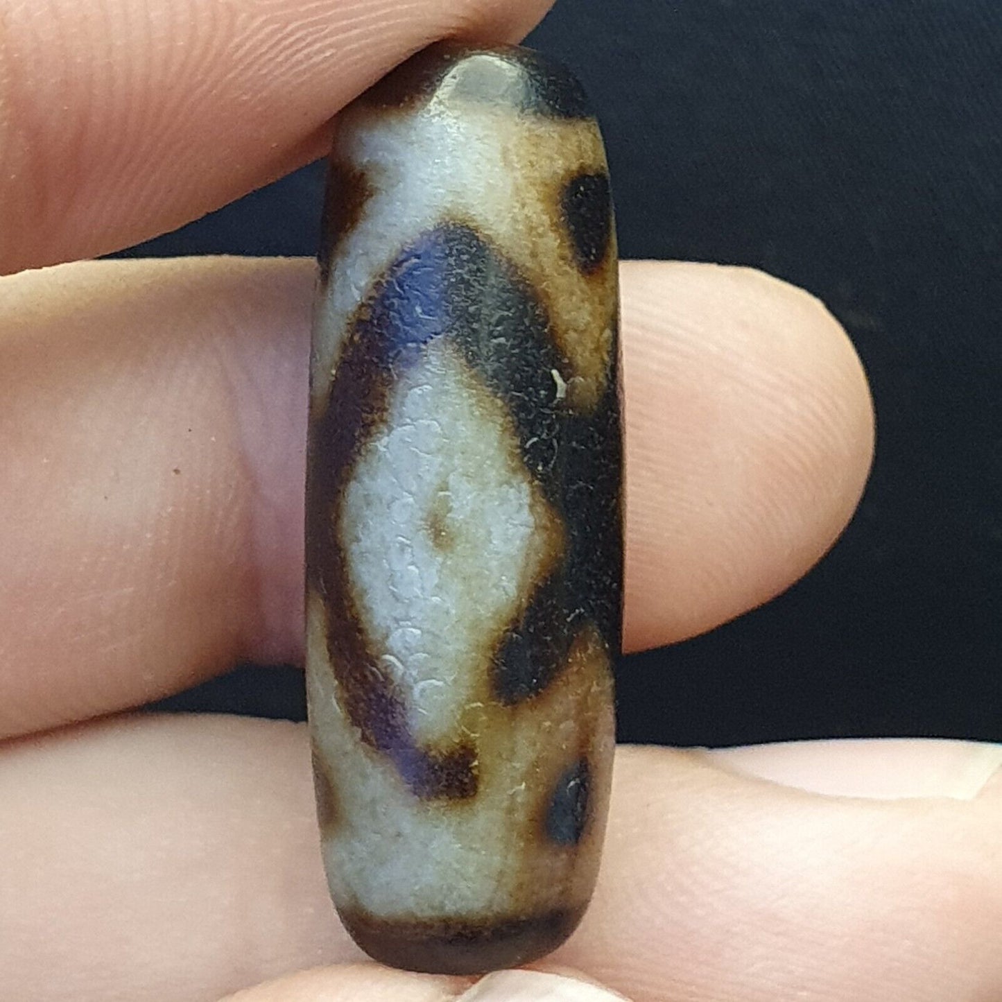 老式舊喜馬拉雅印度西藏罕見窗戶圖案眼睛天珠護身符珠