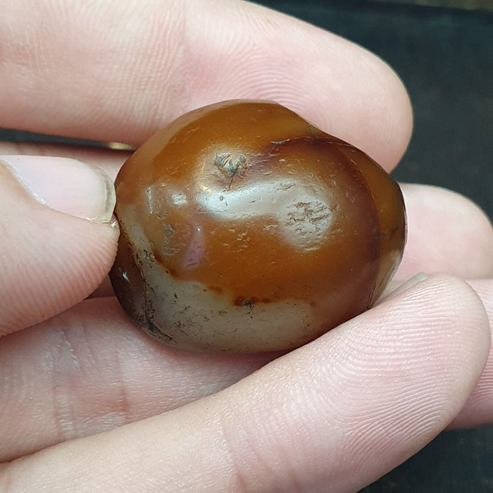 Genuine Ancient Agate Stamp Seal Intaglio Signet,sassanian Engraved Pendant Bead