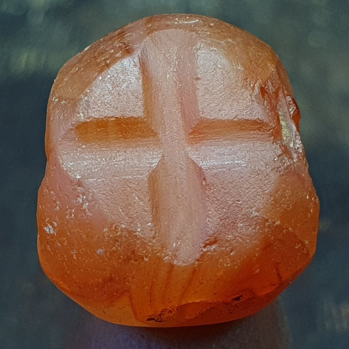 Echtes antikes Achat-Stempelsiegel-Intaglio-Siegel, sassanidische gravierte Anhängerperle