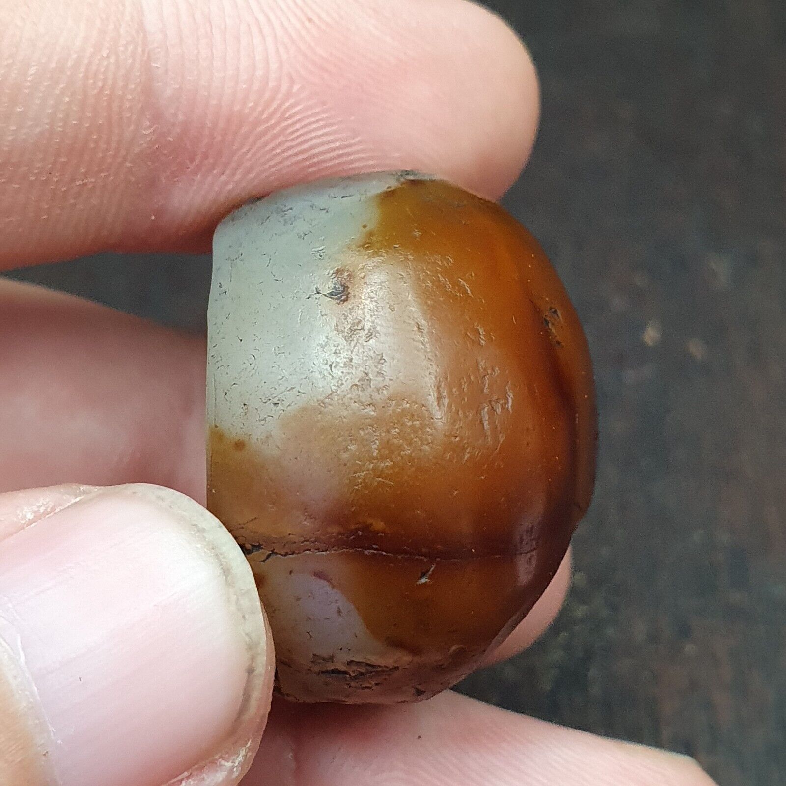 Genuine Ancient Agate Stamp Seal Intaglio Signet,Sassanian Engraved Pendant Bead