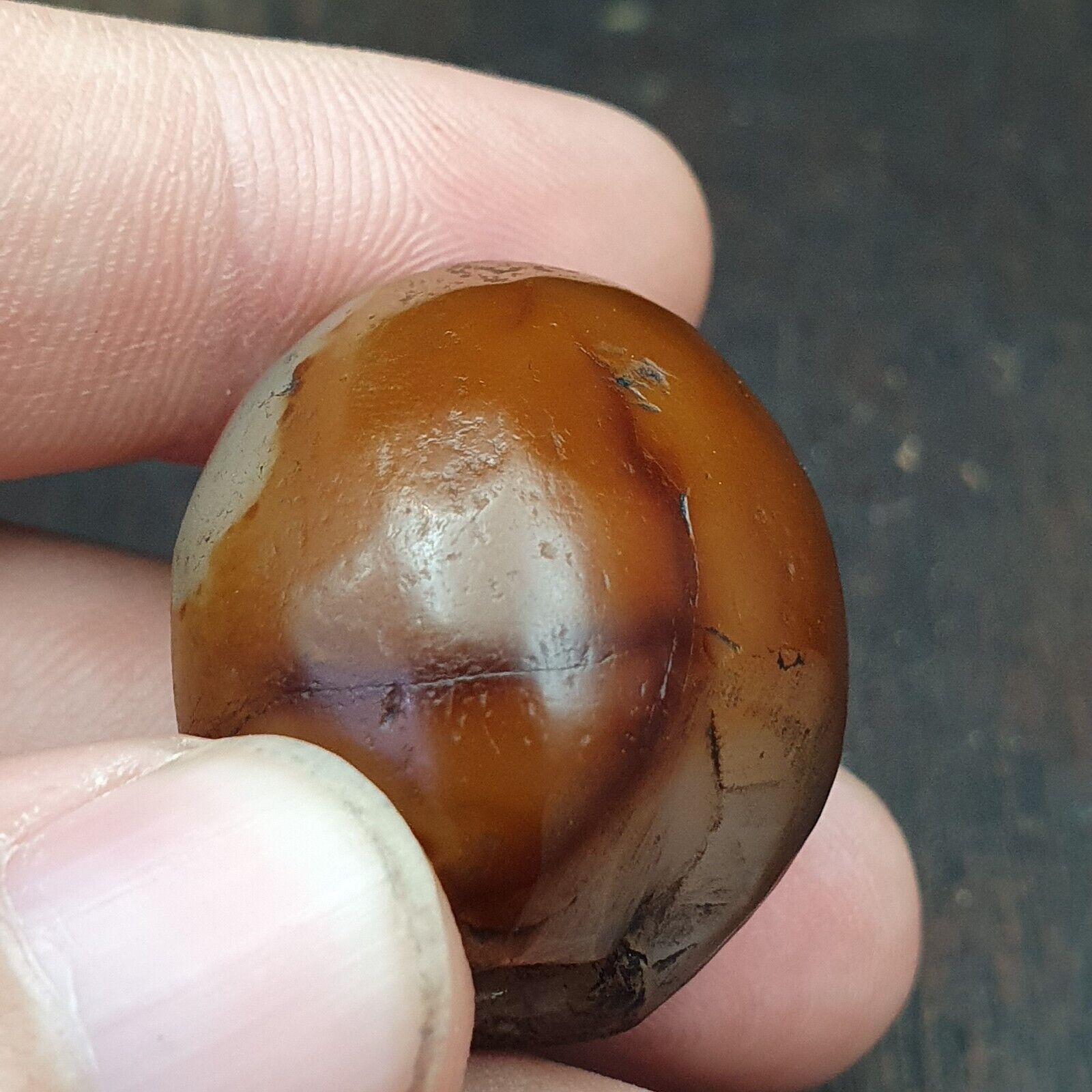 Genuine Ancient Agate Stamp Seal Intaglio Signet,Sassanian Engraved Pendant Bead