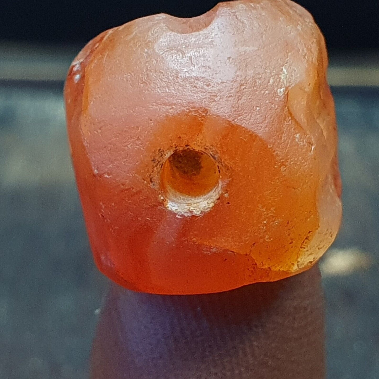 Echtes antikes Achat-Stempelsiegel-Intaglio-Siegel, sassanidische gravierte Anhängerperle