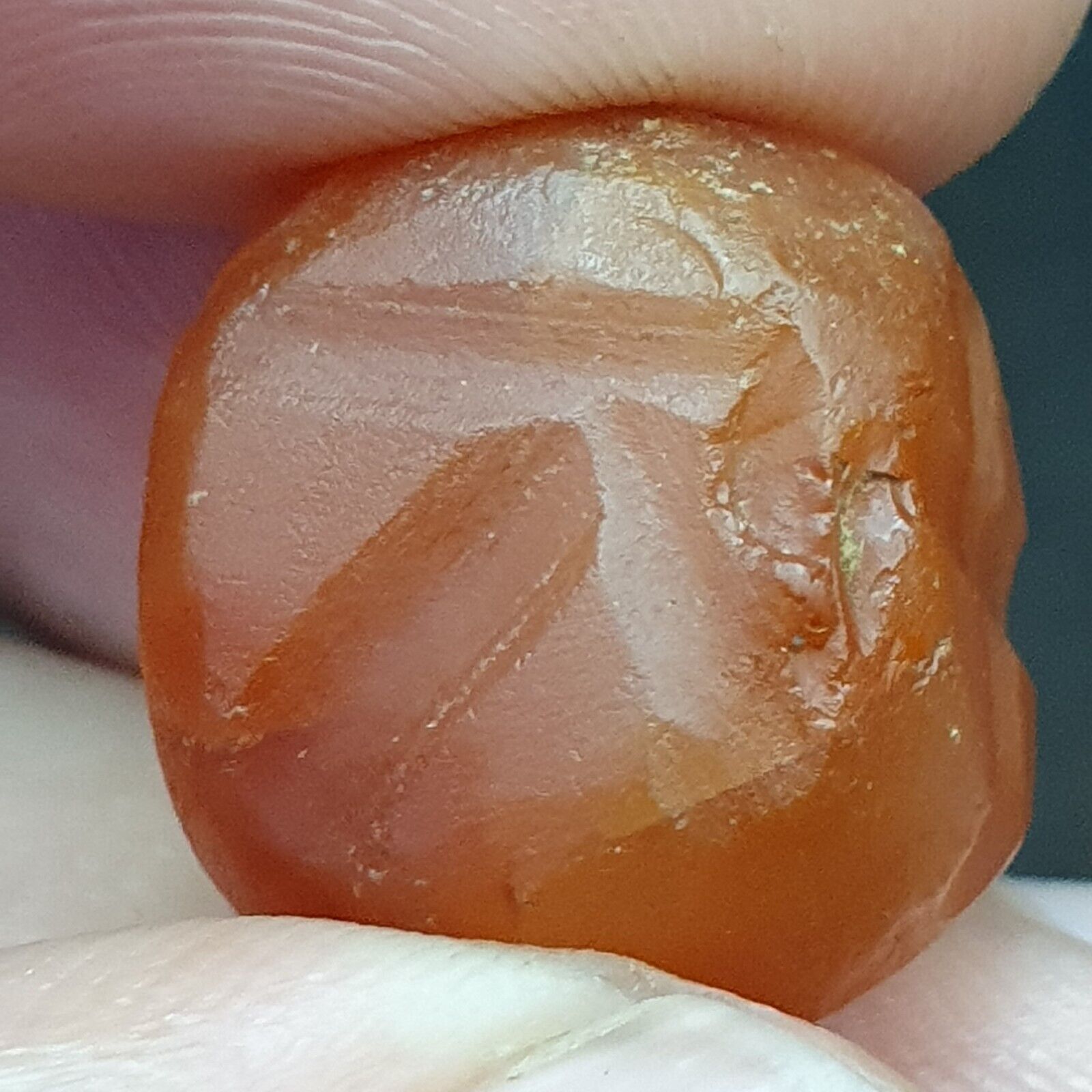 Genuine Ancient Agate Stamp Seal Intaglio Signet,Sassanian Engraved Pendant Bead