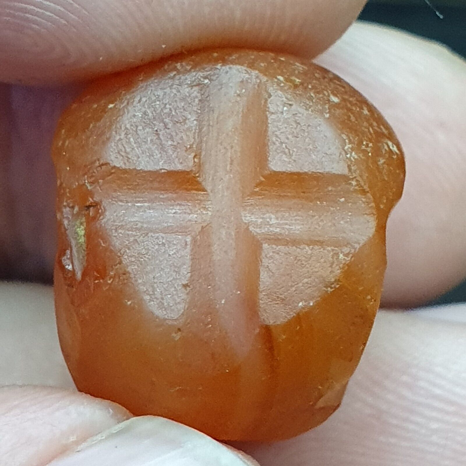 Genuine Ancient Agate Stamp Seal Intaglio Signet,Sassanian Engraved Pendant Bead