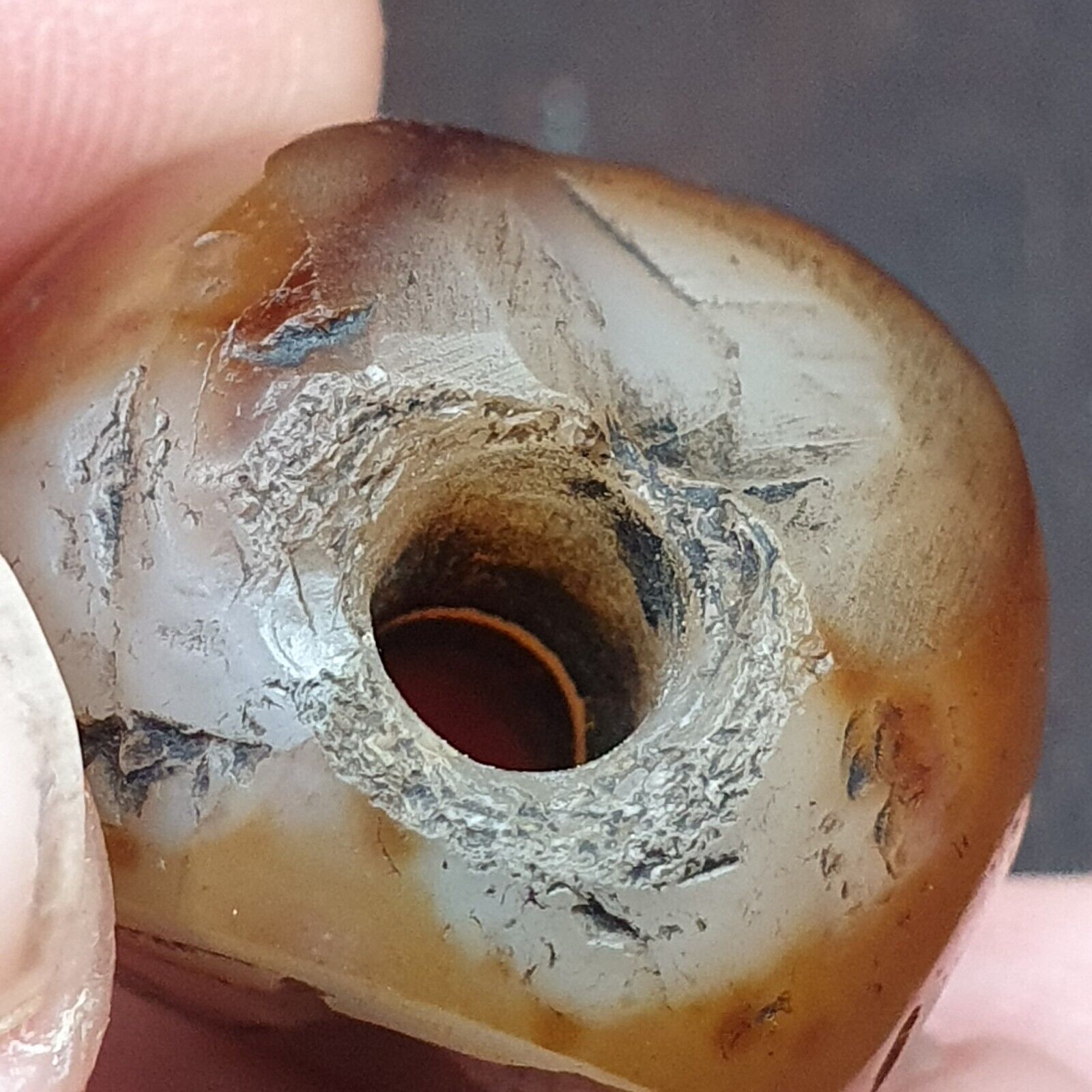 Genuine Ancient Agate Stamp Seal Intaglio Signet,Sassanian Engraved Pendant Bead