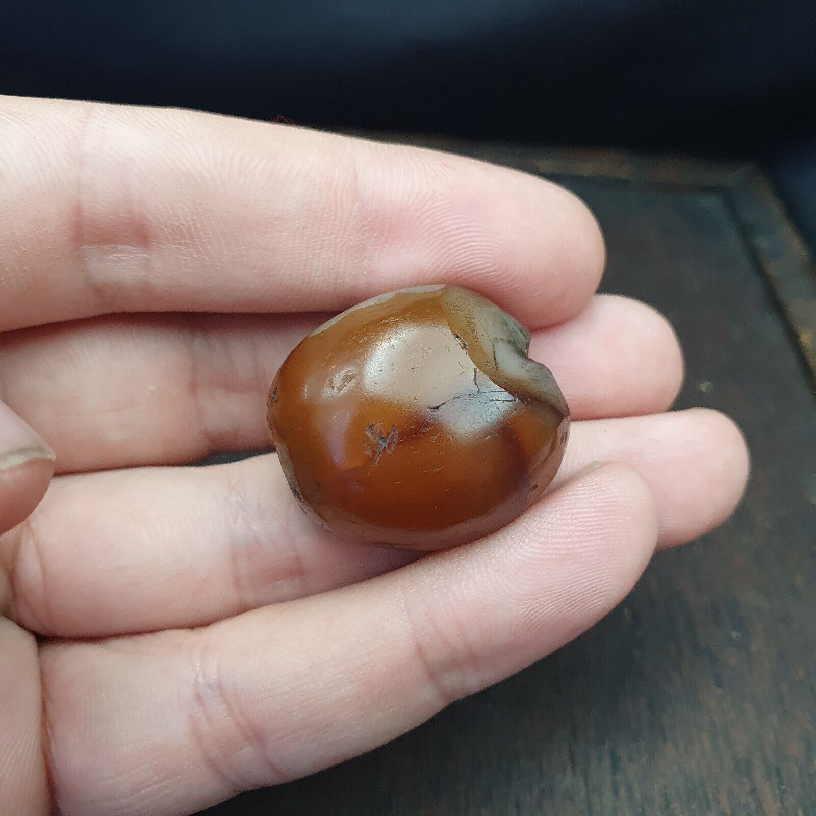 Genuine Ancient Agate Stamp Seal Intaglio Signet,Sassanian Engraved Pendant Bead