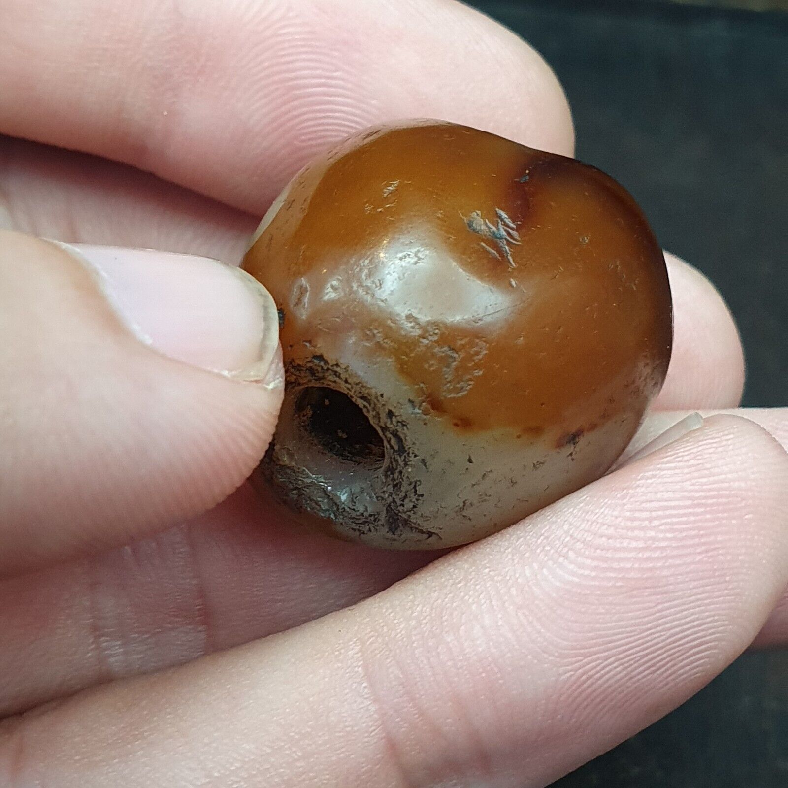 Genuine Ancient Agate Stamp Seal Intaglio Signet,Sassanian Engraved Pendant Bead