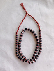 Vintage Venetian Style beads Old African black Glass Chevron Beads Long Strand