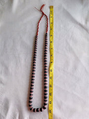 Vintage Venetian Style beads Old African black Glass Chevron Beads Long Strand