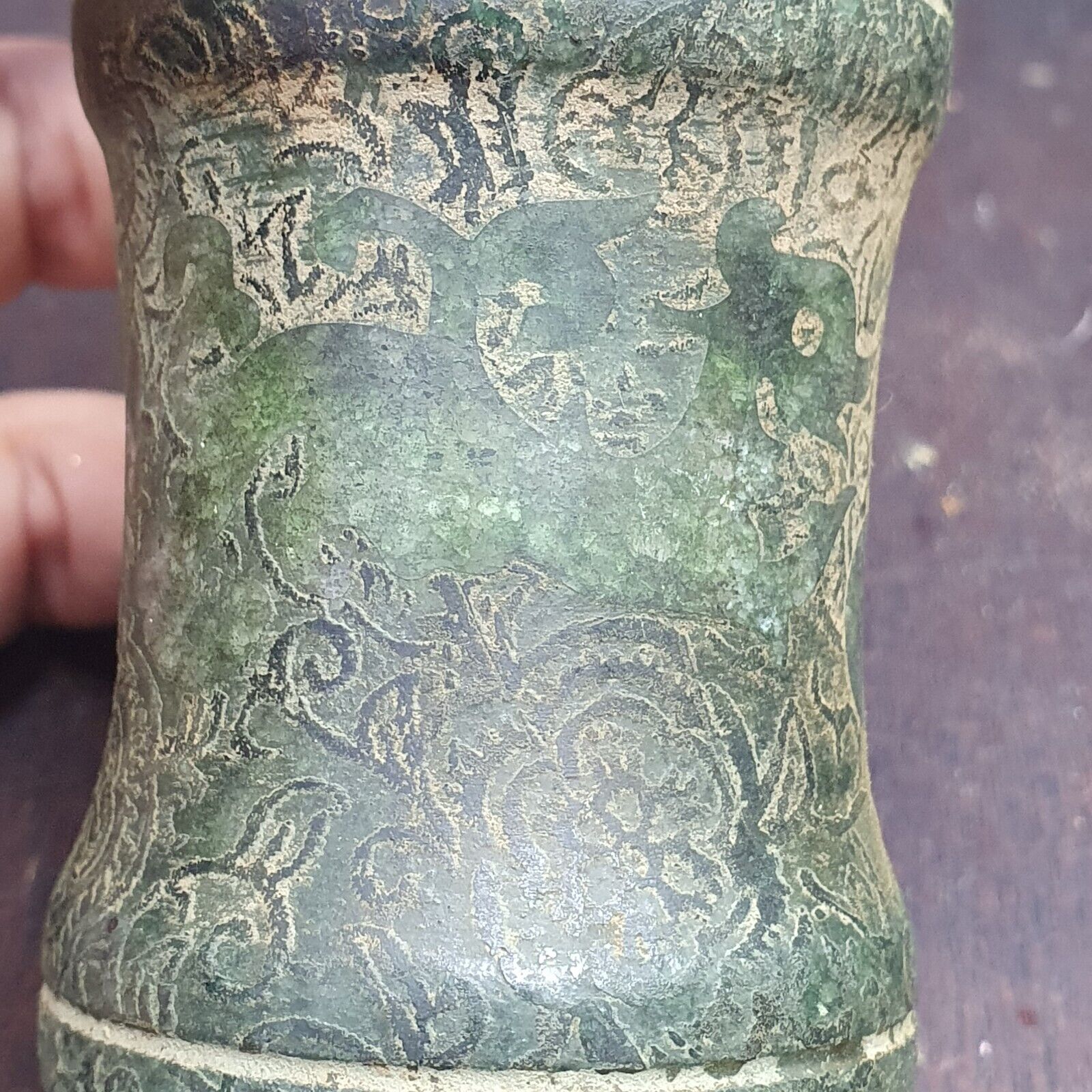 CARVED WITH DRAGON DECORATION OLD CHINESE ANTIQUES JADE SNUFF BOTTLE,