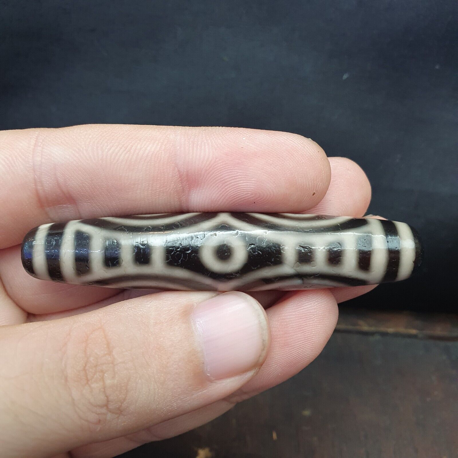 Tibetan 6 eyes dzi bead old amulet pure rare Pattern Tibet SIX eyed gzi pendant