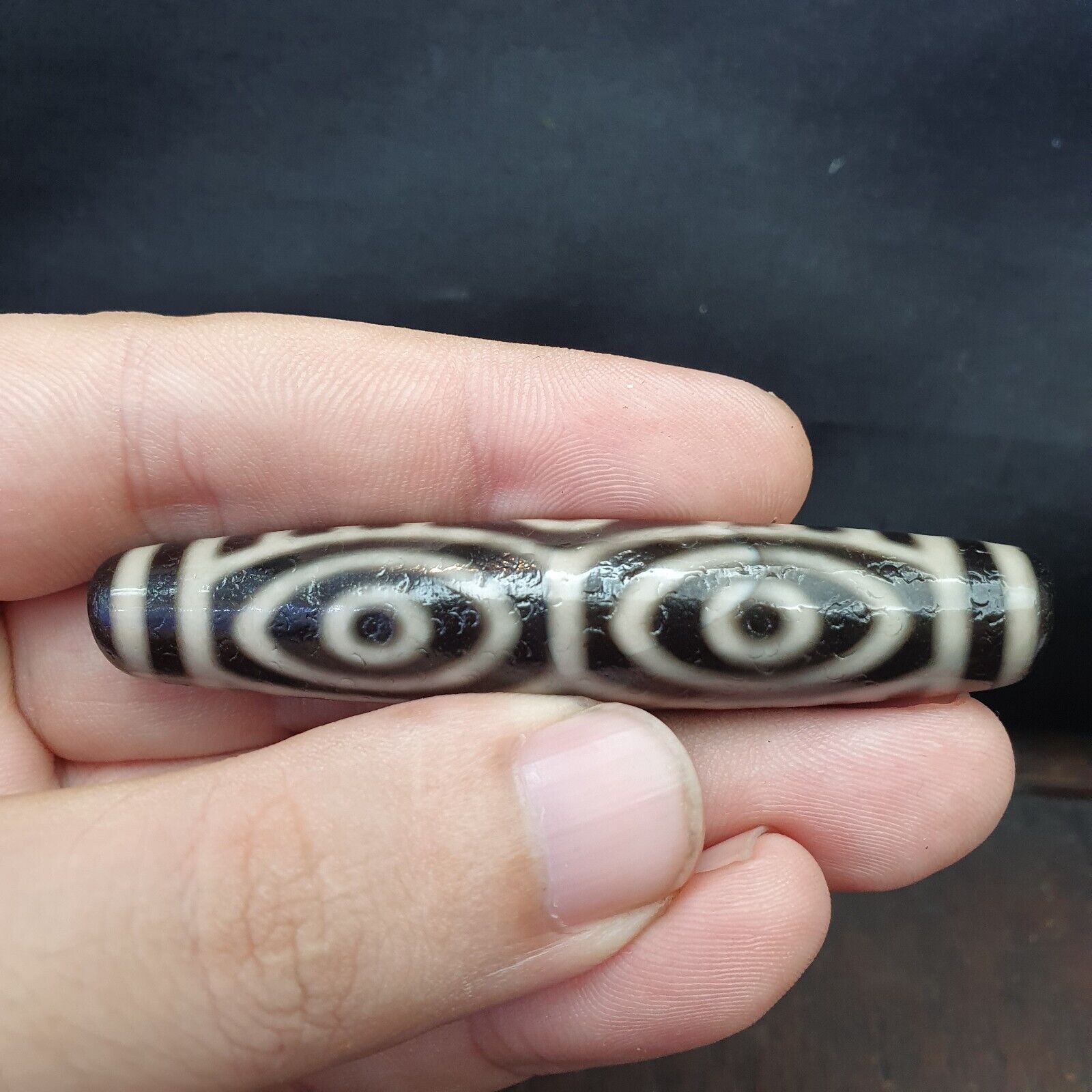 Tibetan 6 eyes dzi bead old amulet pure rare Pattern Tibet SIX eyed gzi pendant