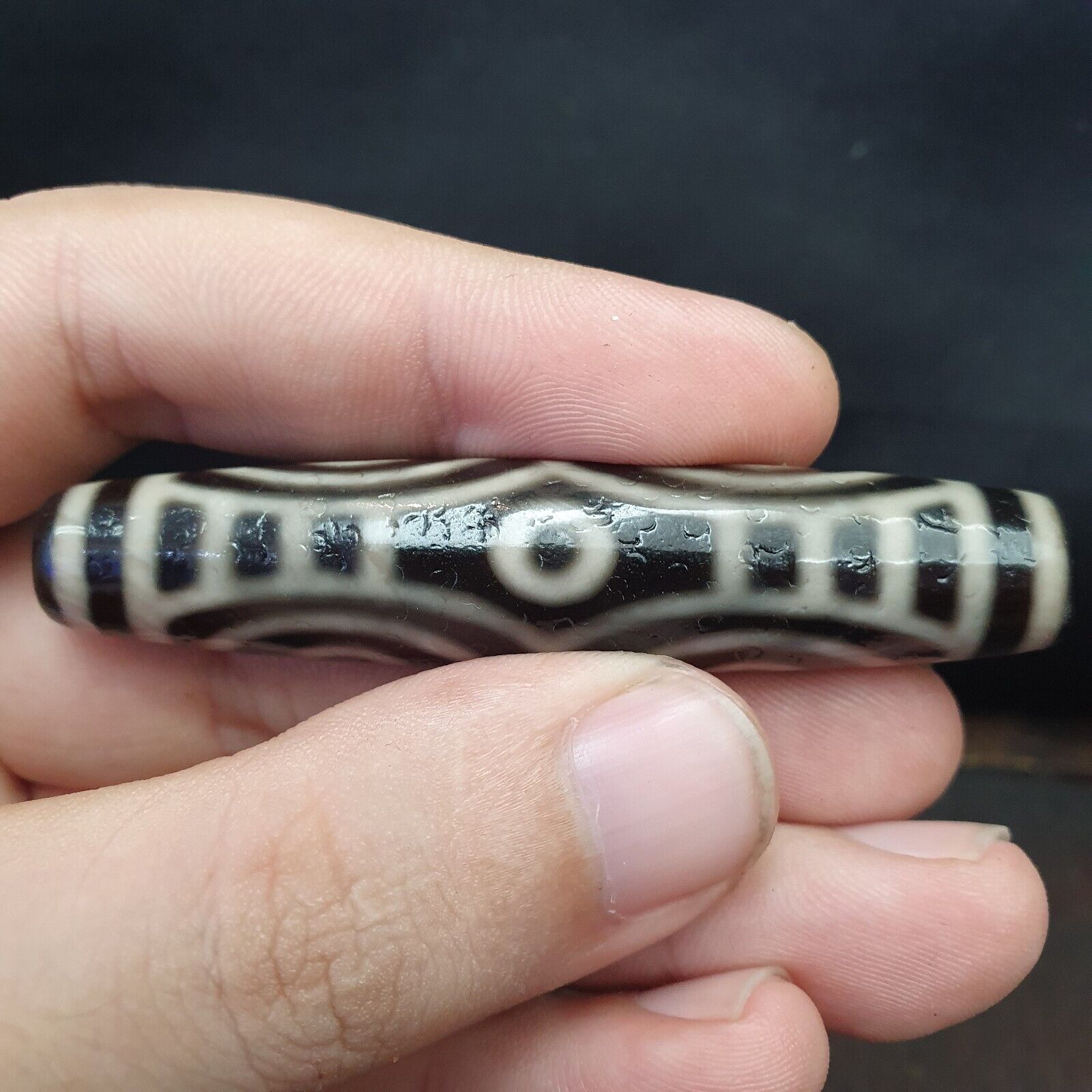 Tibetan 6 eyes dzi bead old amulet pure rare Pattern Tibet SIX eyed gzi pendant