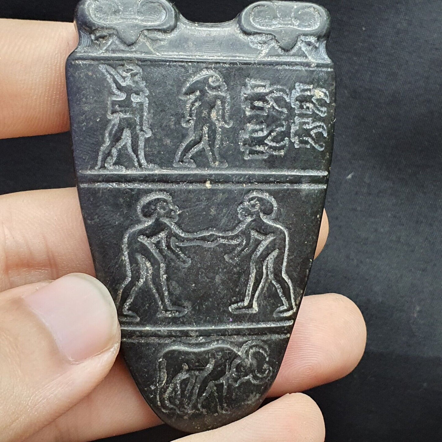 仿古中國黑石玉石手工雕刻鐵隕石