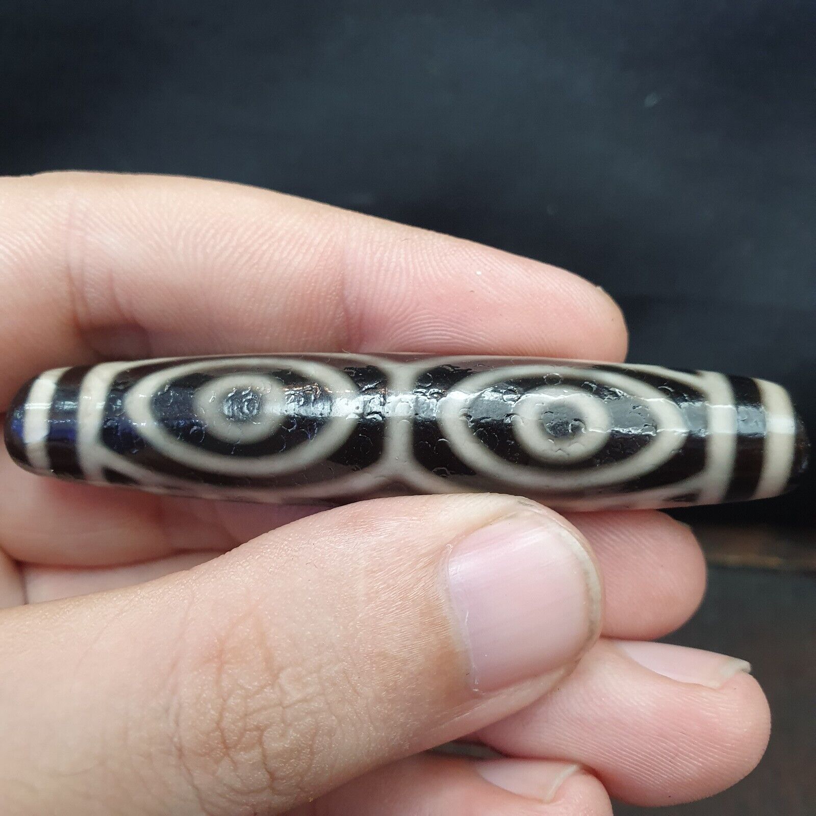 Tibetan 6 eyes dzi bead old amulet pure rare Pattern Tibet SIX eyed gzi pendant