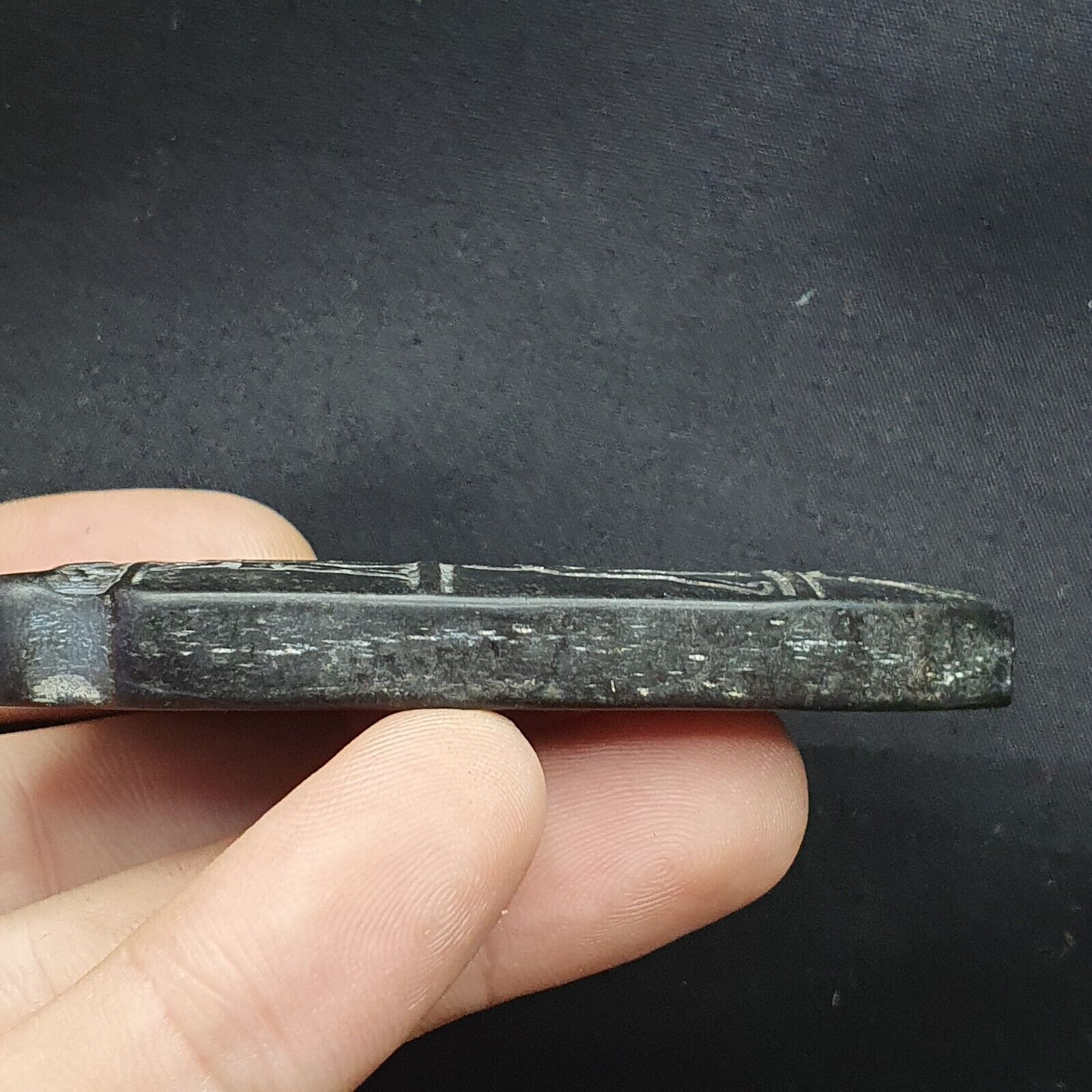 Antique Chinese Black Stone Jade Stone hand carved iron meteorite Stone