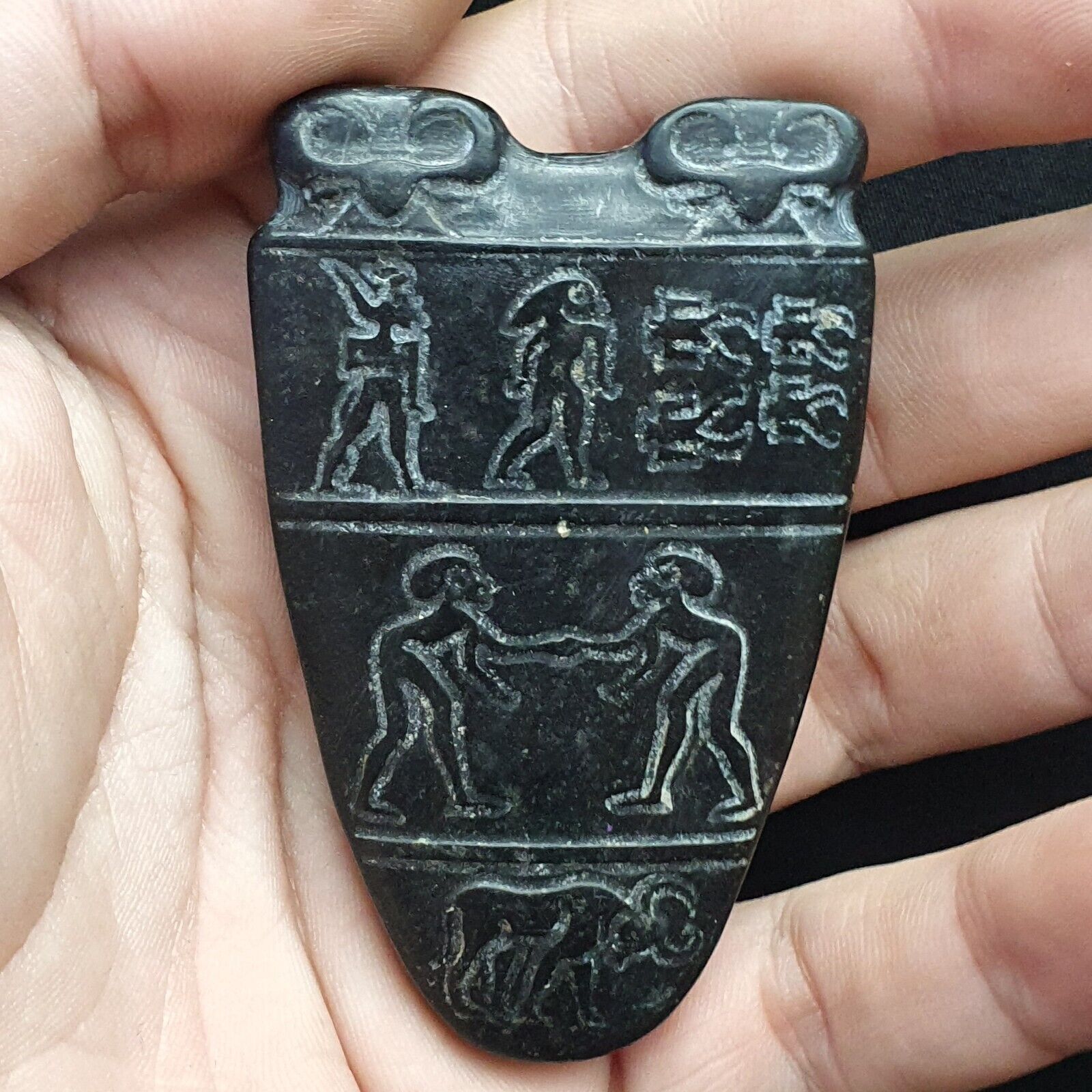 Antique Chinese Black Stone Jade Stone hand carved iron meteorite Stone