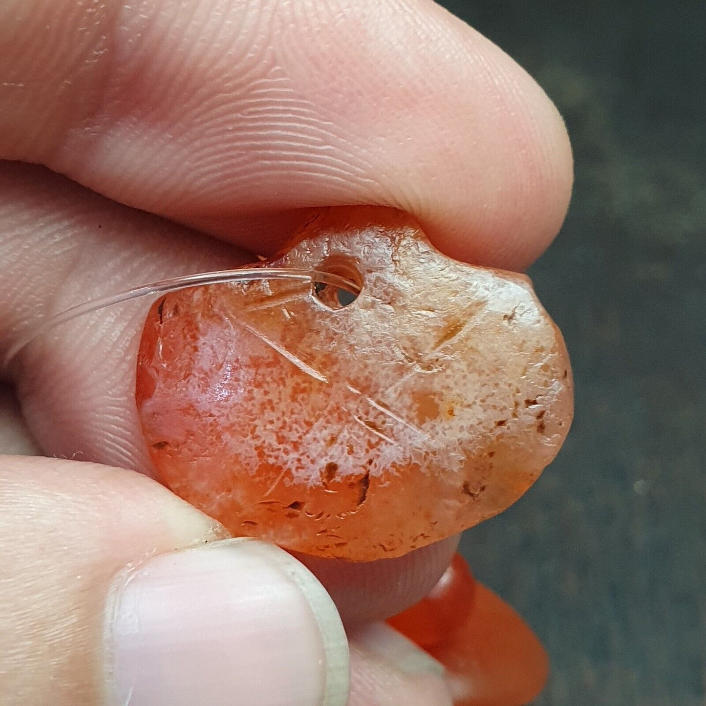 Wundervolle antike sasanische geätzte Karneolperle in gutem Zustand