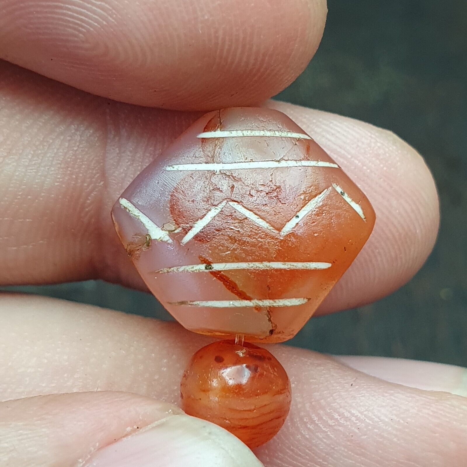 Wonderful Ancient Sasanian Etched Carnelian Bead in good Condition
