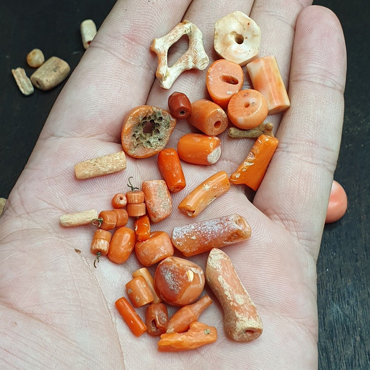 珊瑚珠批量古董 95 克天然珊瑚珠珊瑚項鍊