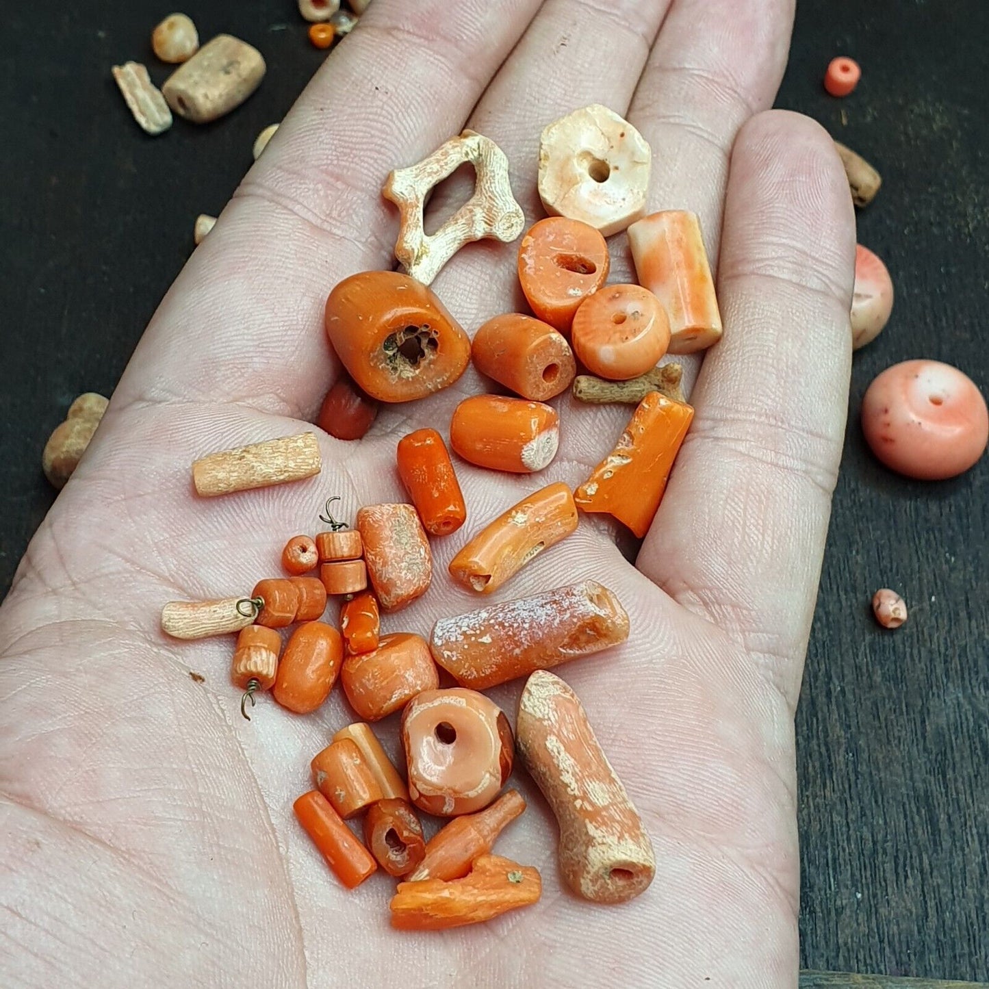 珊瑚珠批量古董 95 克天然珊瑚珠珊瑚項鍊