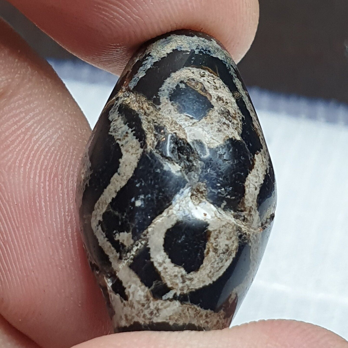 復古舊喜馬拉雅印度西藏蝕刻瑪瑙珠批量 2 件