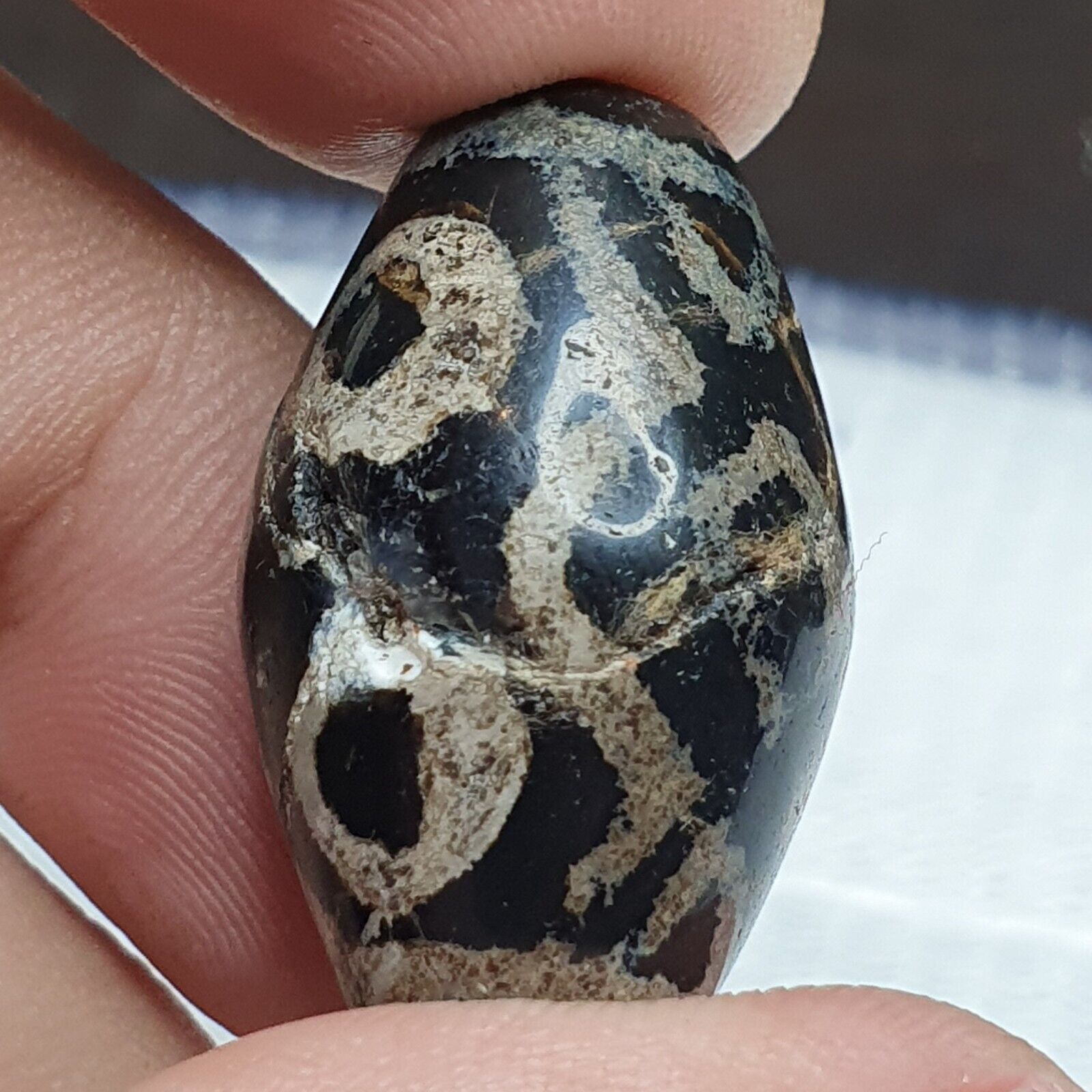 Vintage Old Himalayan Indo Tibetan Etched Agate Beads lot 2 Pieces