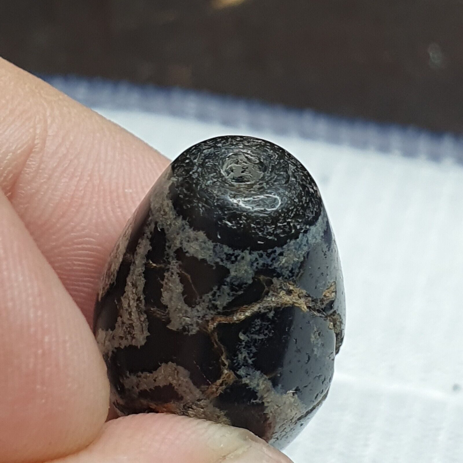 Vintage Old Himalayan Indo Tibetan Etched Agate Beads lot 2 Pieces