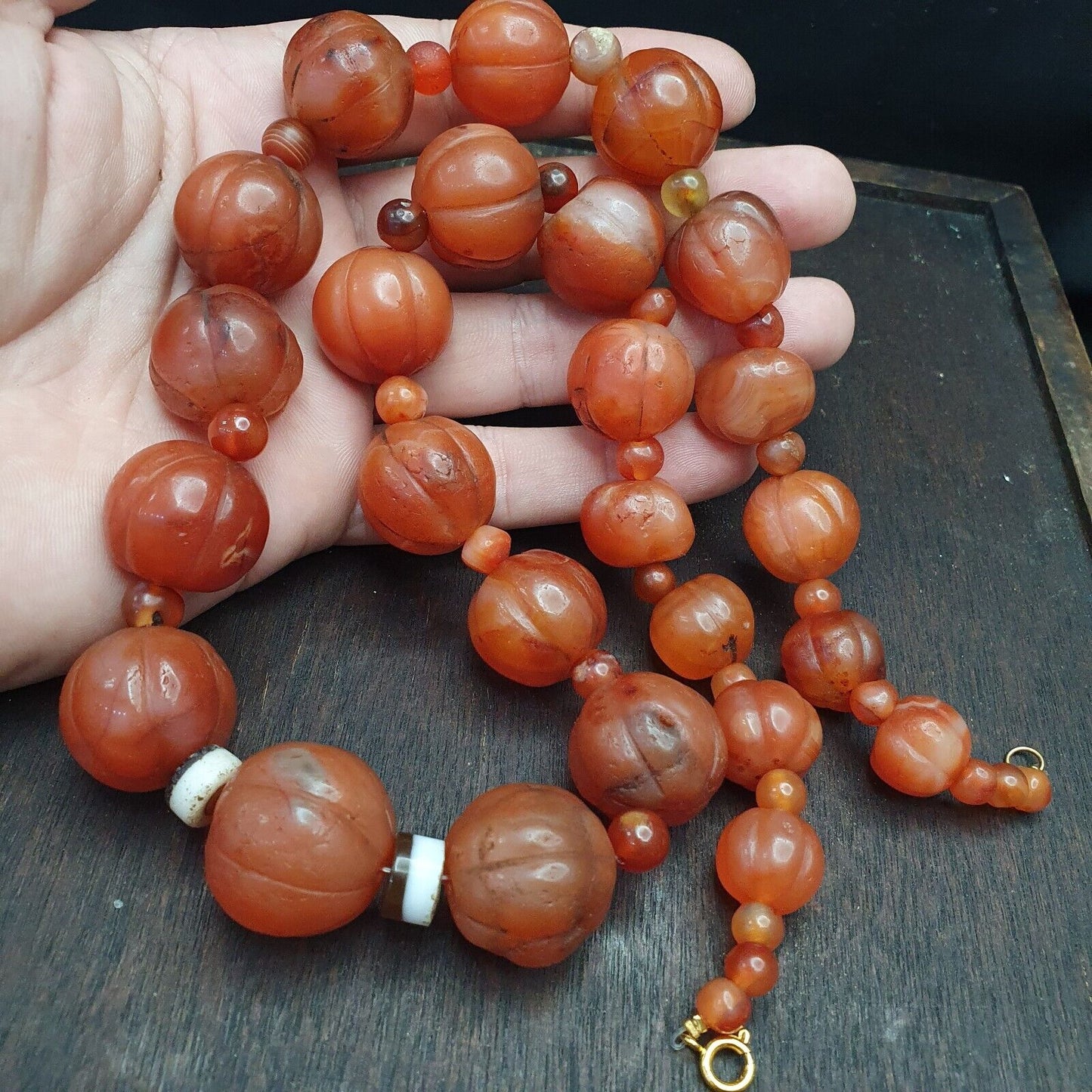 古老印度西藏紅玉髓 Pema Raka 護身符念珠珠寶