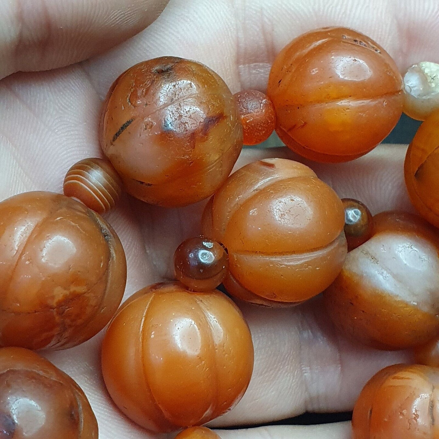 古老印度西藏紅玉髓 Pema Raka 護身符念珠珠寶