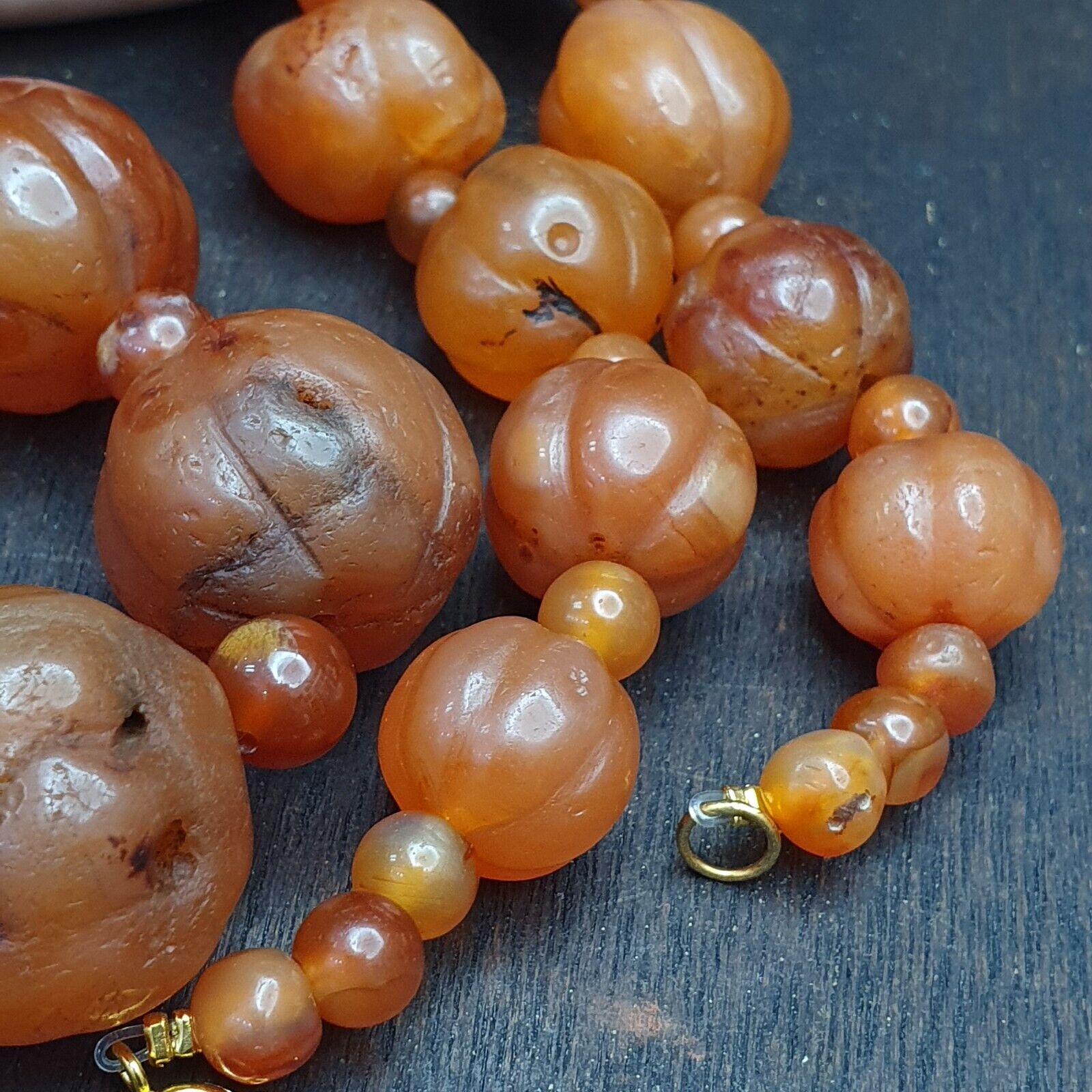 Old Ancient Indo Tibetan Carnelian Pema Raka Amulet Prayer Beads Jewelry