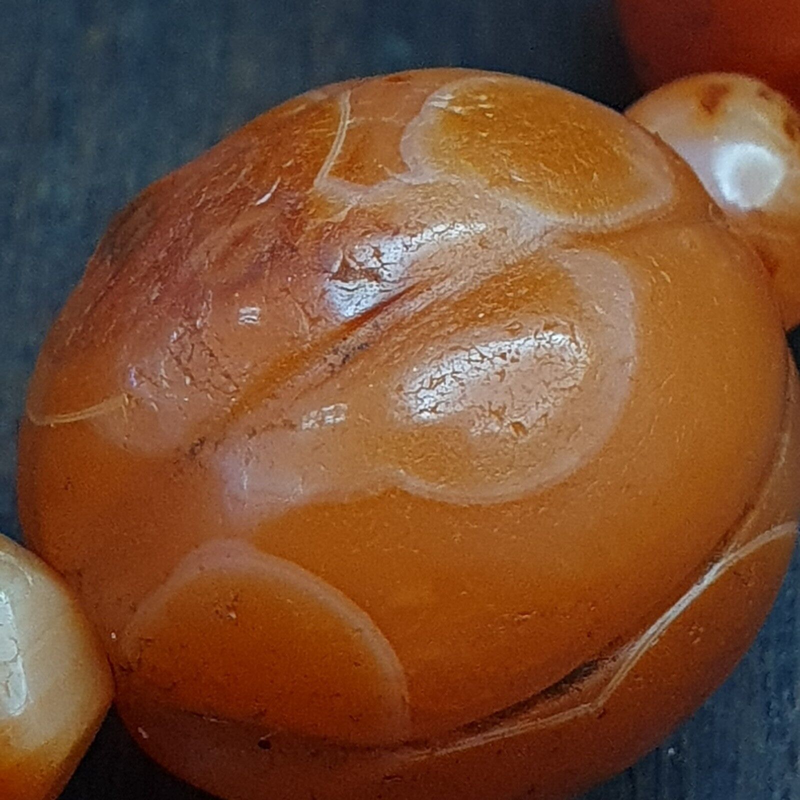 Old Ancient Indo Tibetan Carnelian Pema Raka Amulet Prayer Beads Jewelry